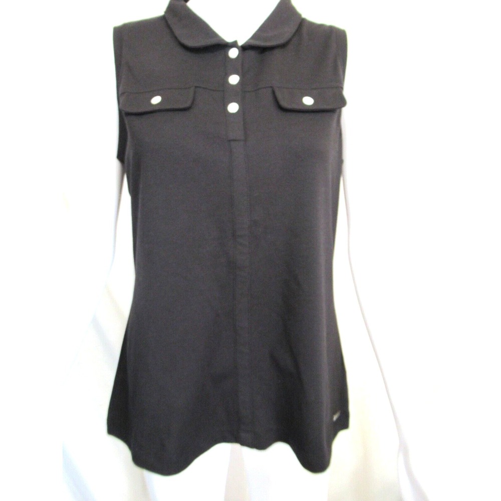 Lija Women's Size Large‎ Black Sleeveless Golf Shirt